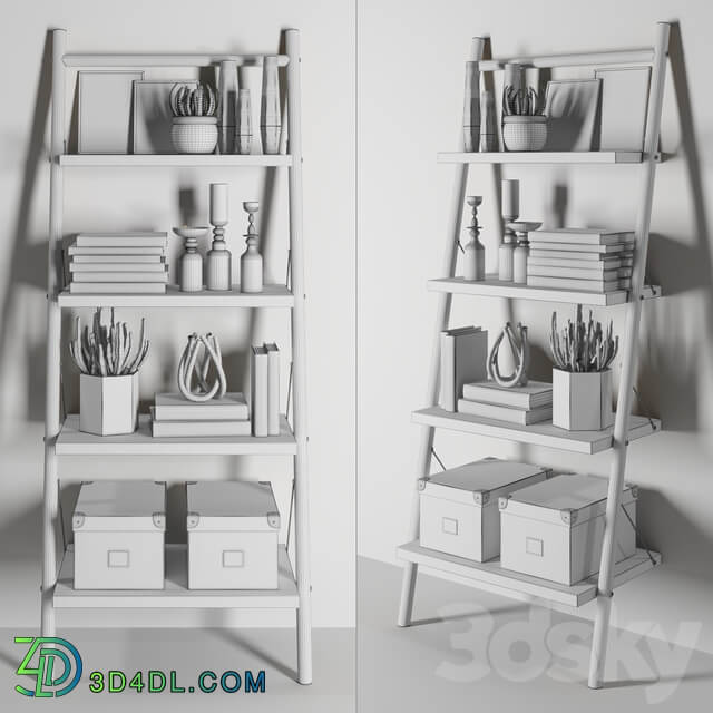 Bookcase Decor Set 1 Rack 3D Models