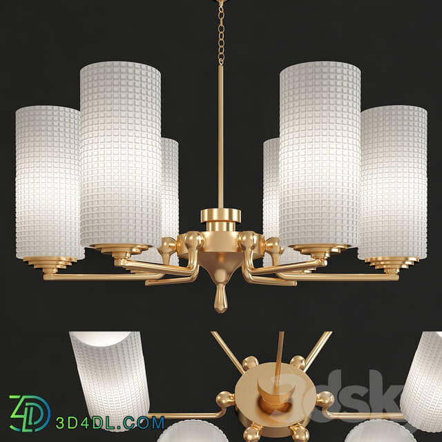 Brass and glass chandelier Pendant light 3D Models