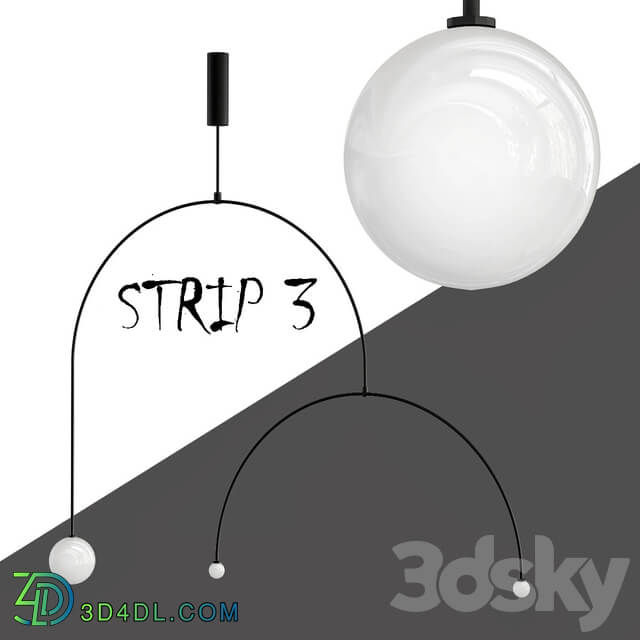 Strip 3 Pendant light 3D Models