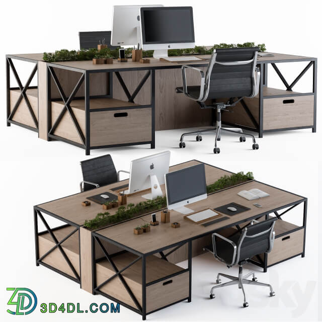 Office Furniture Wood and black set