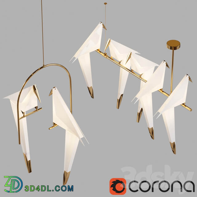 Perch light chandelier 5 and 2 heads Pendant light 3D Models