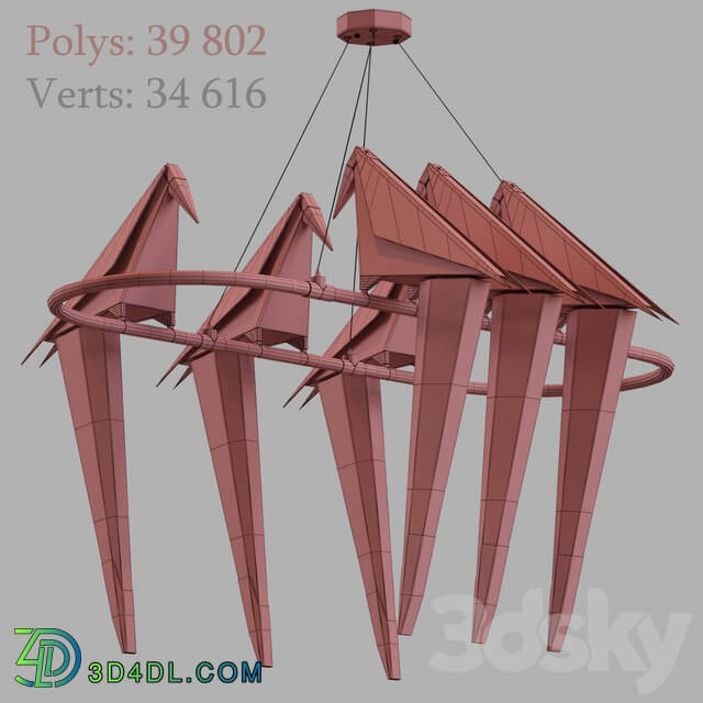 Perch light chandelier 6 heads Pendant light 3D Models