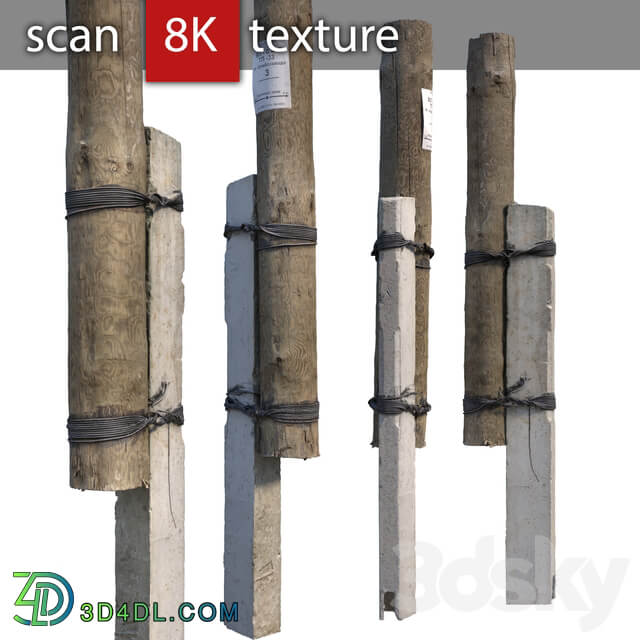 Pillar with concrete support 3D Models