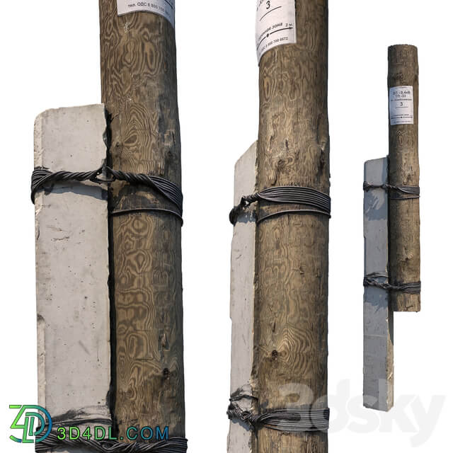 Pillar with concrete support 3D Models