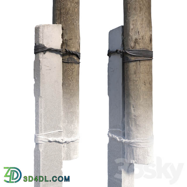 Pillar with concrete support 3D Models