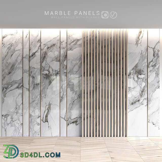 Marble panels with planks