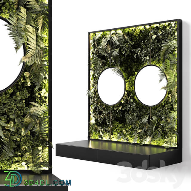 Fitowall Console with mirrors and vertical garden