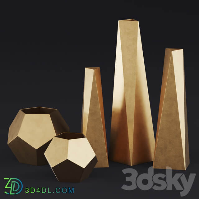 RH Brass Geometric Vase Collection