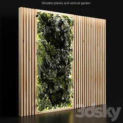 Fitowall Wooden planks and vertical garden 