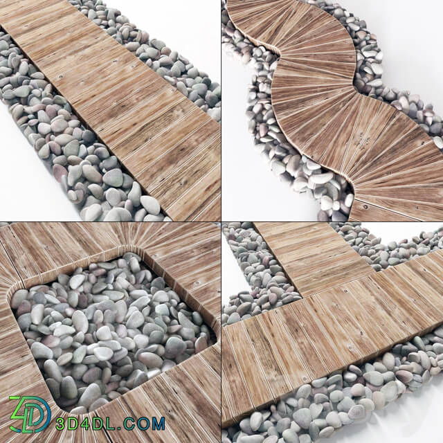 Pebble lawn flooring 3D Models