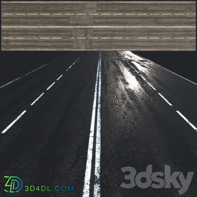 Wet asphalt 3D Models