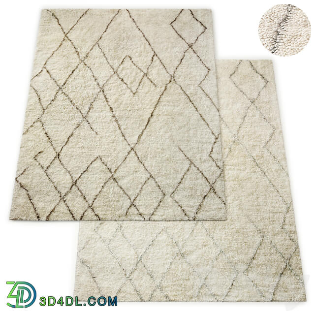 Lumina Sketched Hand Knotted Wool Shag Rug RH Collection
