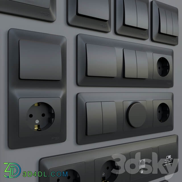 Miscellaneous Sockets and switches Schneider Electric Glossa Graphite