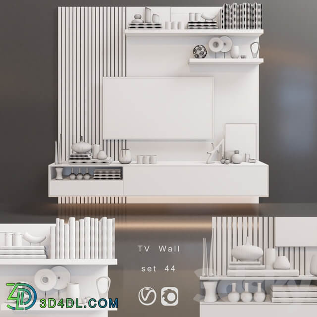 TV Wall set 44 3D Models