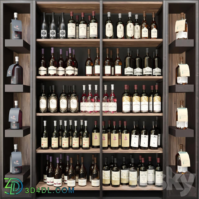 Wine cabinet with collection wine 9. Wine restaurant 3D Models