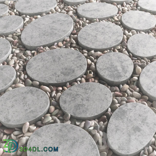 Tile square oval pebble n1 Square oval slabs with pebbles