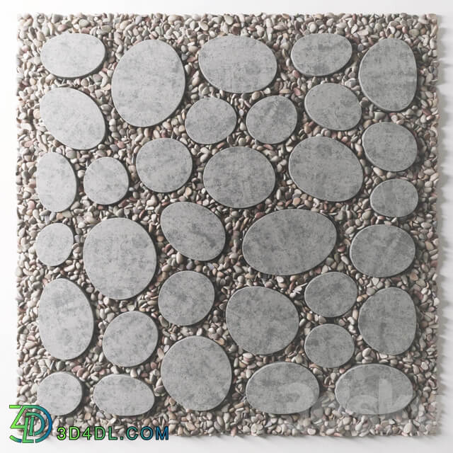Tile square oval pebble n1 Square oval slabs with pebbles