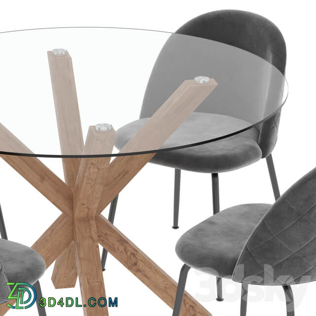 Table Chair La forma table Arya Mystere chair dining set 3