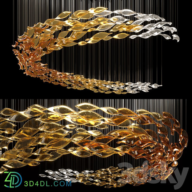 Glass Waves Chandelier Pendant light 3D Models