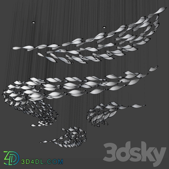 Glass Waves Chandelier S shape Pendant light 3D Models