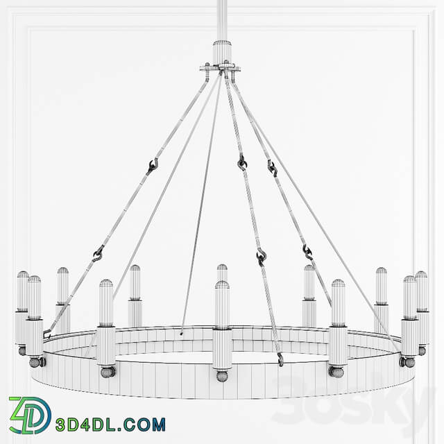 Restoration Hardware CAMINO VINTAGE FILAMENT ROUND CHANDELIER 26 Black Pendant light 3D Models