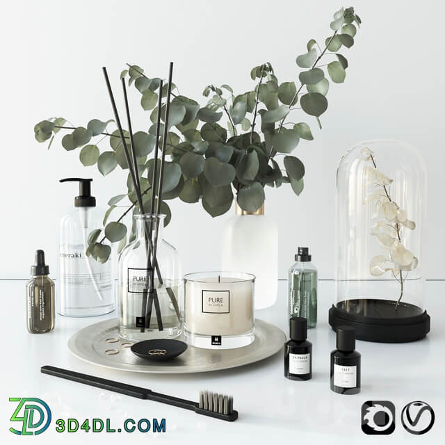 Bathroom set with eucalyptus