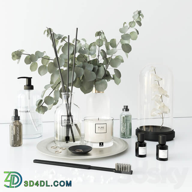 Bathroom set with eucalyptus