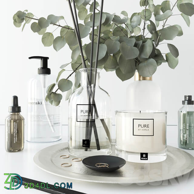 Bathroom set with eucalyptus