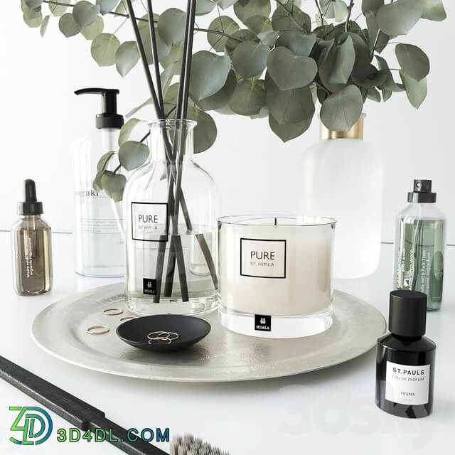 Bathroom set with eucalyptus