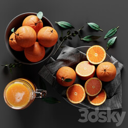 Table Setting with Oranges and Juice 