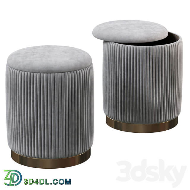 Channeled Gray Storage Ottomans Set of 2