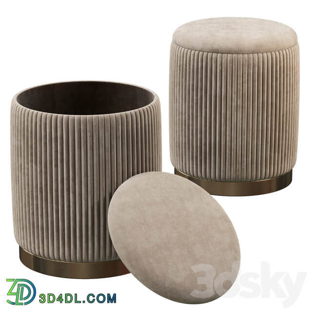 Channeled Gray Storage Ottomans Set of 2