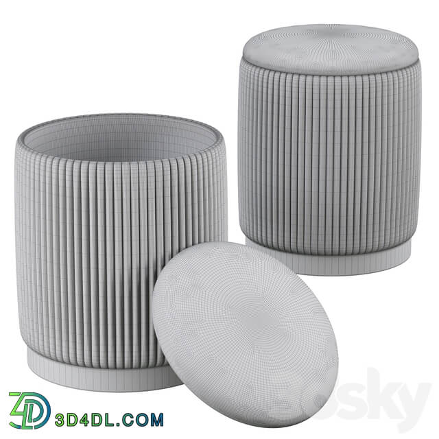 Channeled Gray Storage Ottomans Set of 2