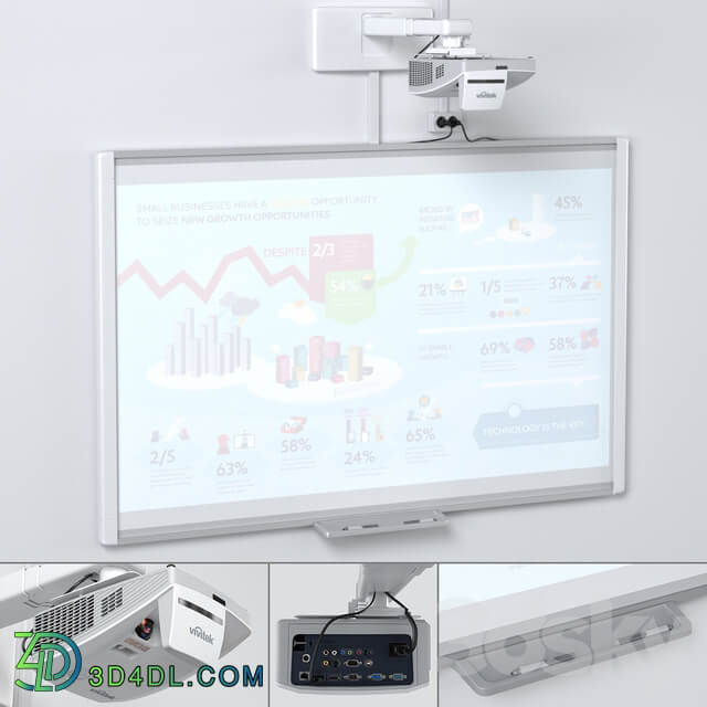 PC other electronics Smart SBM685 Whiteboard with Vivitek DH758UST Projector and Mount