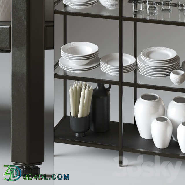 Сupboard with dishes Rack 3D Models