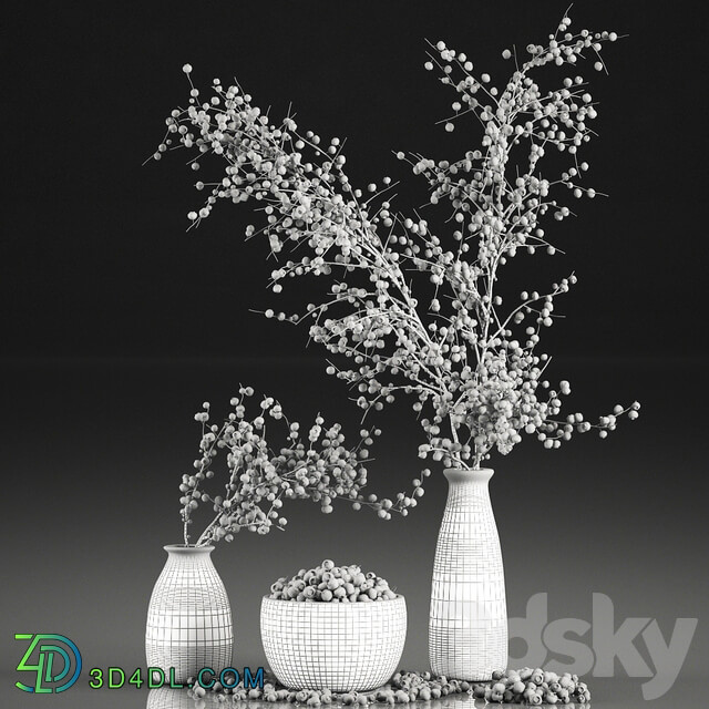 Bouquet of branches with berries 549. Branches berries blueberries blueberries bowl with berries natural decor eco design vase 3D Models