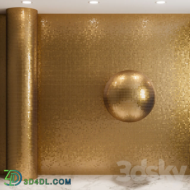 Gold mosaic material on glass