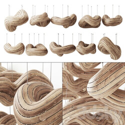 Parametric wood form templet Pendant light 3D Models 