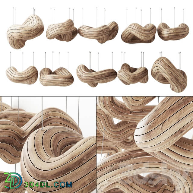 Parametric wood form templet Pendant light 3D Models