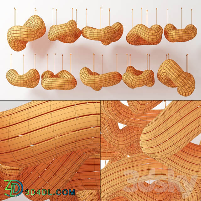 Parametric wood form templet Pendant light 3D Models