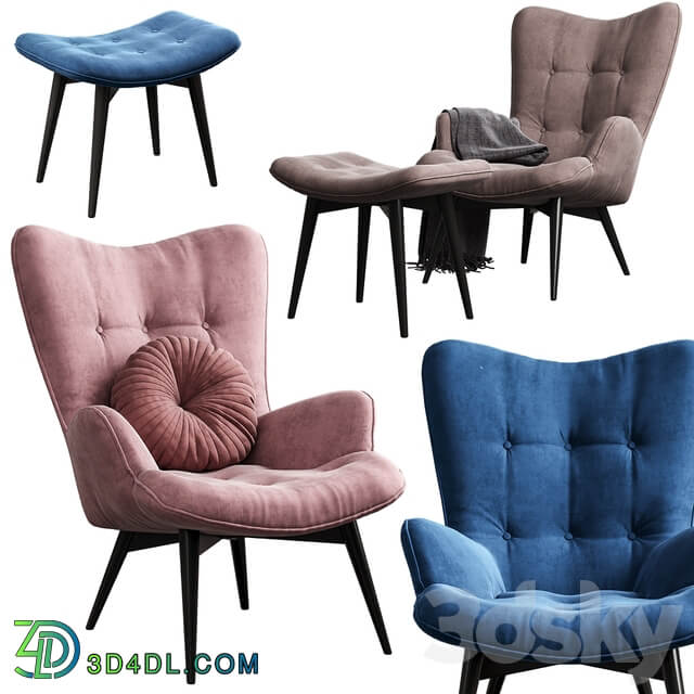 KARE Vicky Chair with pouf 
