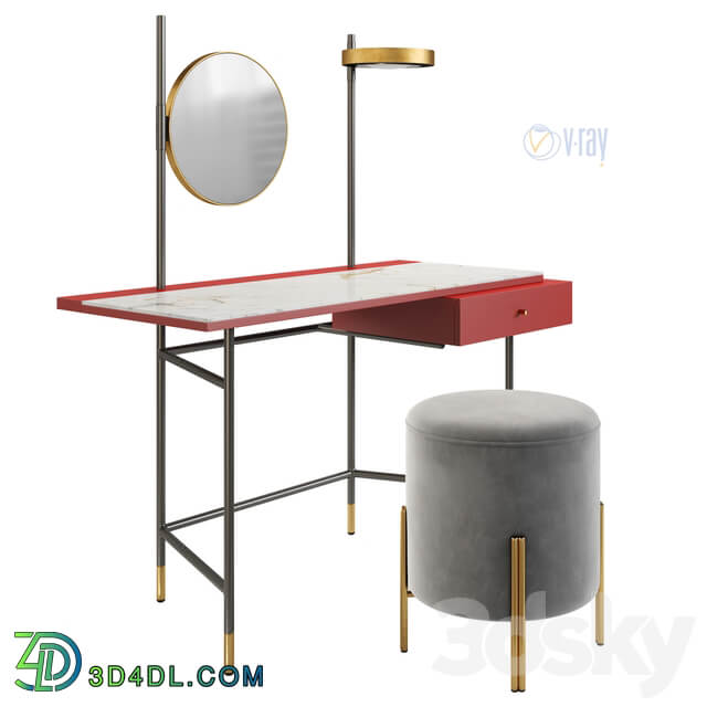 Dressing Table Bontempi Vanity. Puffoso Pouf. Verpan Stool Series 430