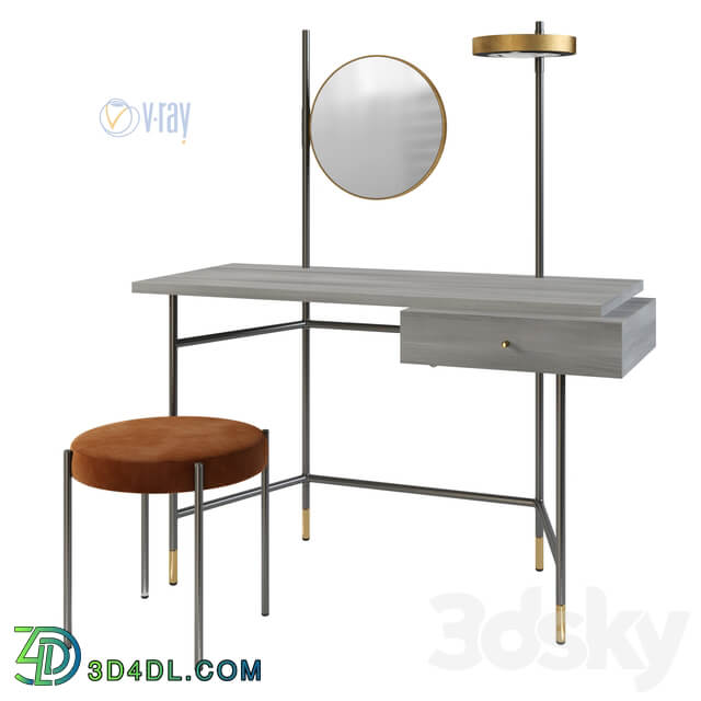 Dressing Table Bontempi Vanity. Puffoso Pouf. Verpan Stool Series 430