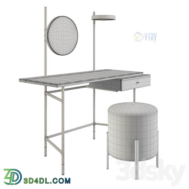 Dressing Table Bontempi Vanity. Puffoso Pouf. Verpan Stool Series 430