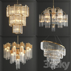Collection of modern crystal chandeliers Pendant light 3D Models 