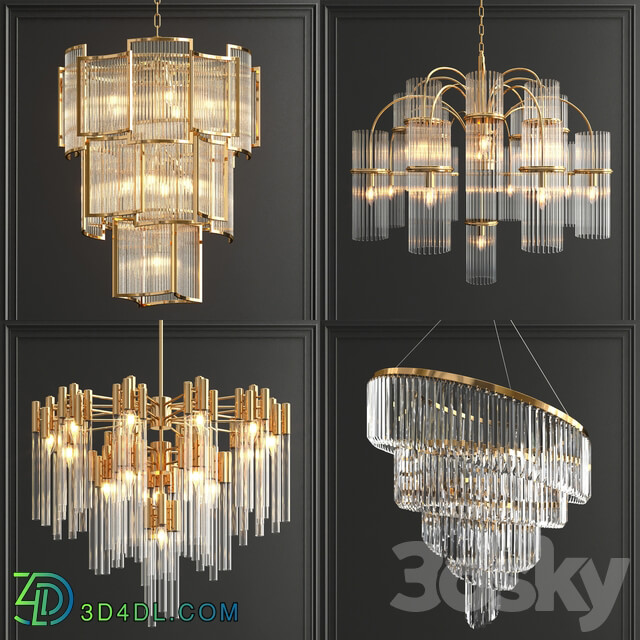 Collection of modern crystal chandeliers Pendant light 3D Models