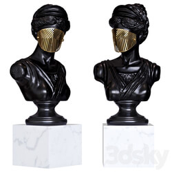 Bust Woman in Mask Figurine 