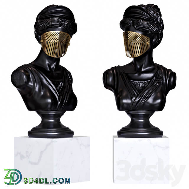 Bust Woman in Mask Figurine