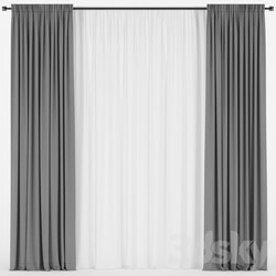 Straight curtains with tulle. 