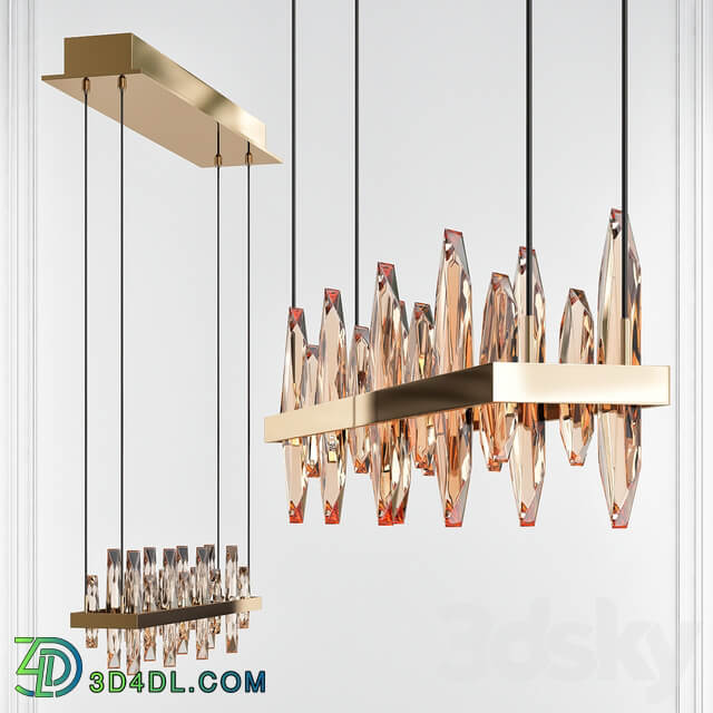 Solitude Unique Statement Geometric Chandelier with Crystal Accents Pendant light 3D Models